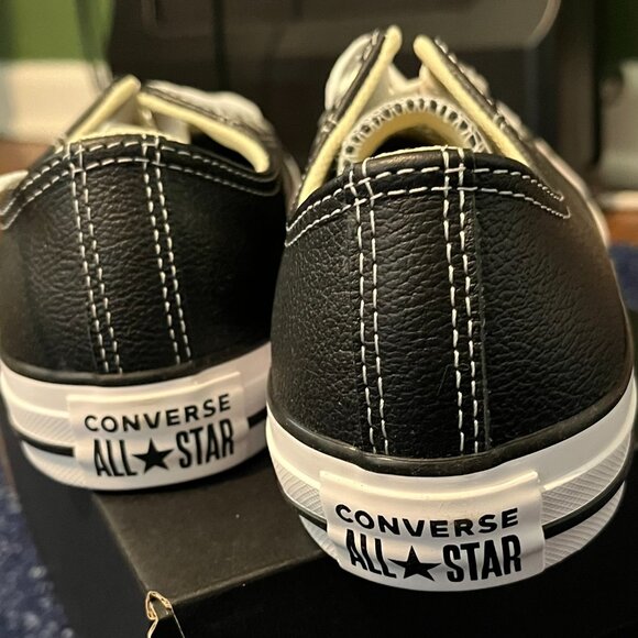 CONVERSE All Star Black White LEATHER Chuck Taylor Sneakers - Picture 2 of 5